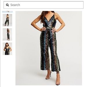 Striped sequined jumpsuit